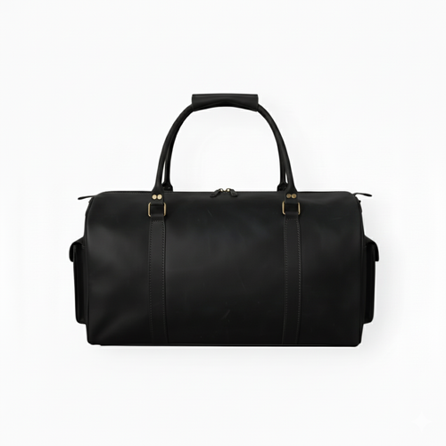 Black Leather Duffel Bag – Premium Men’s Travel & Gym Holdall
