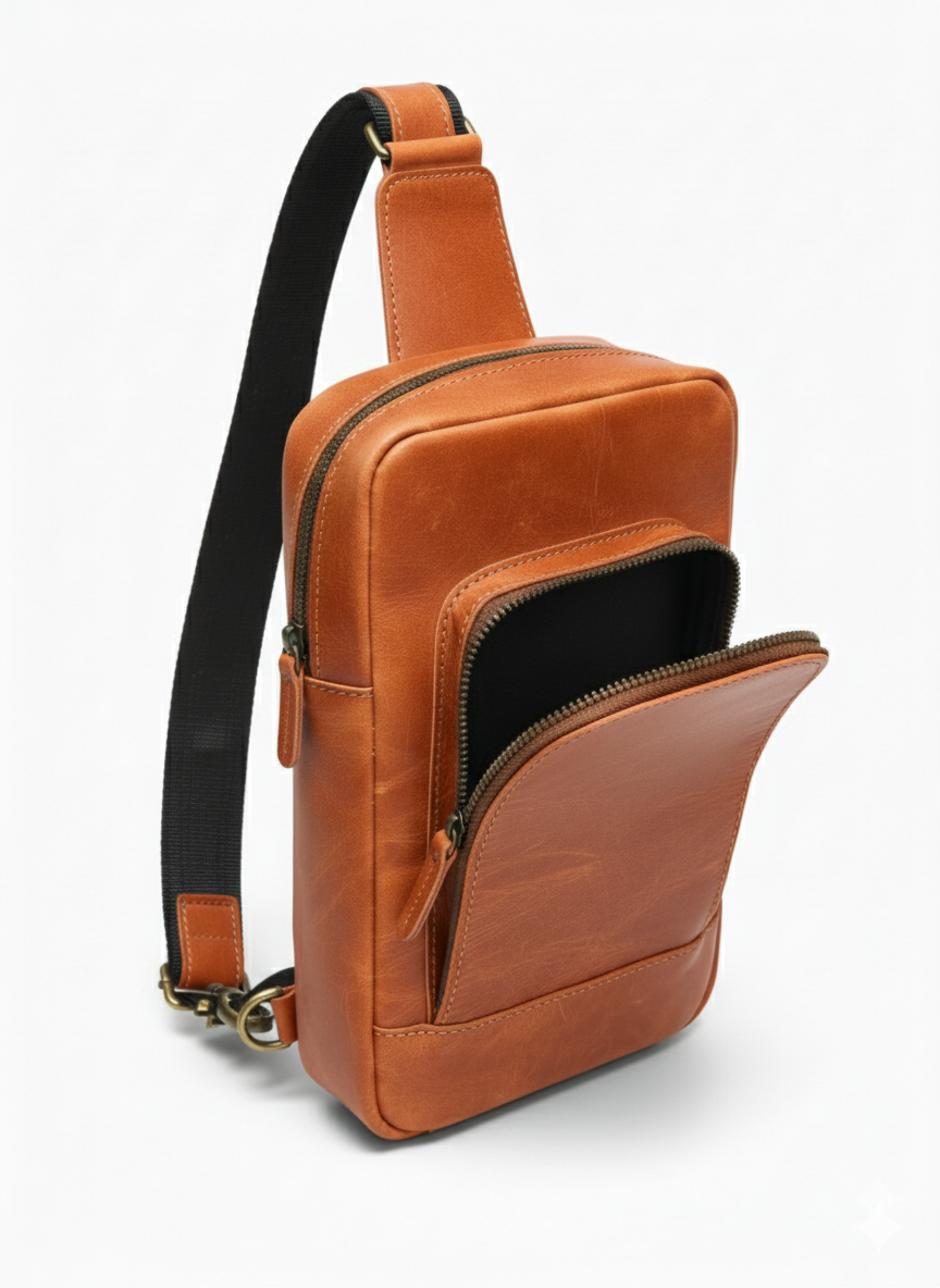 Chestnut Leather Sling Bag