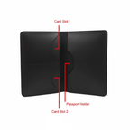 Black Leather Passport Cover | Slim Travel Wallet with Card & Cash Slo