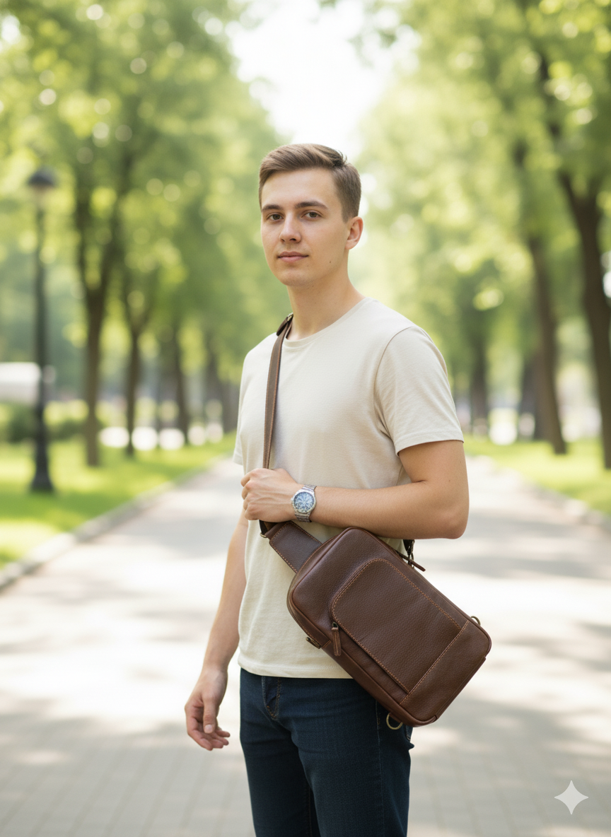 Brown Leather Sling Bag