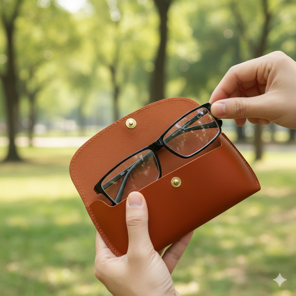 Tan Leather Eyewear Case - Optical Cover