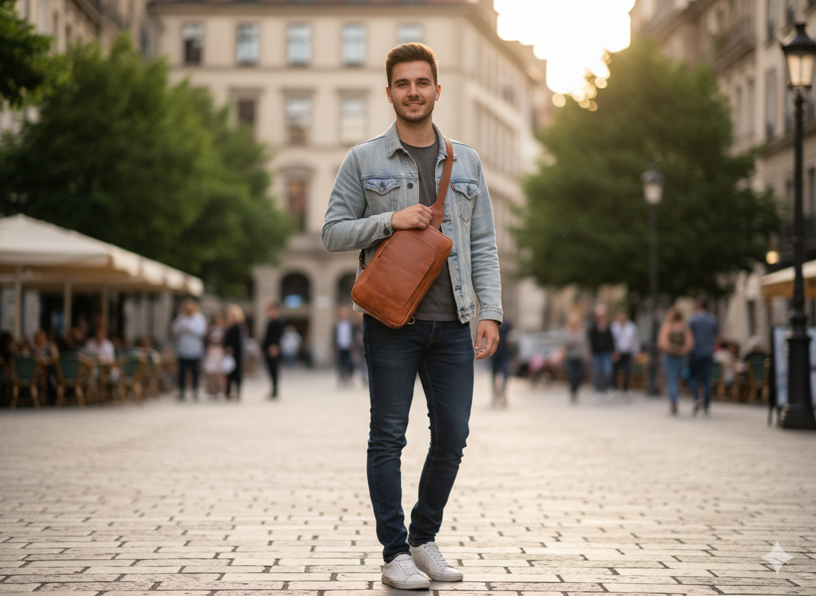 Chestnut Leather Sling Bag