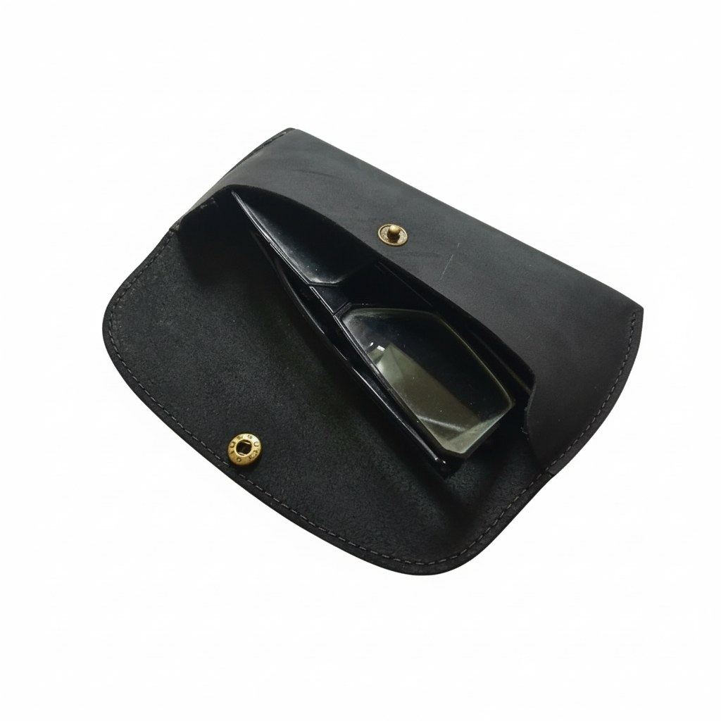 Black Leather Glasses Carrier - Optical Sleeve