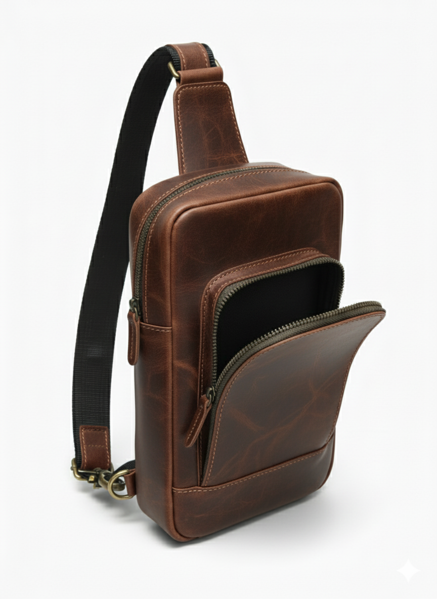 Brown Leather Sling Bag