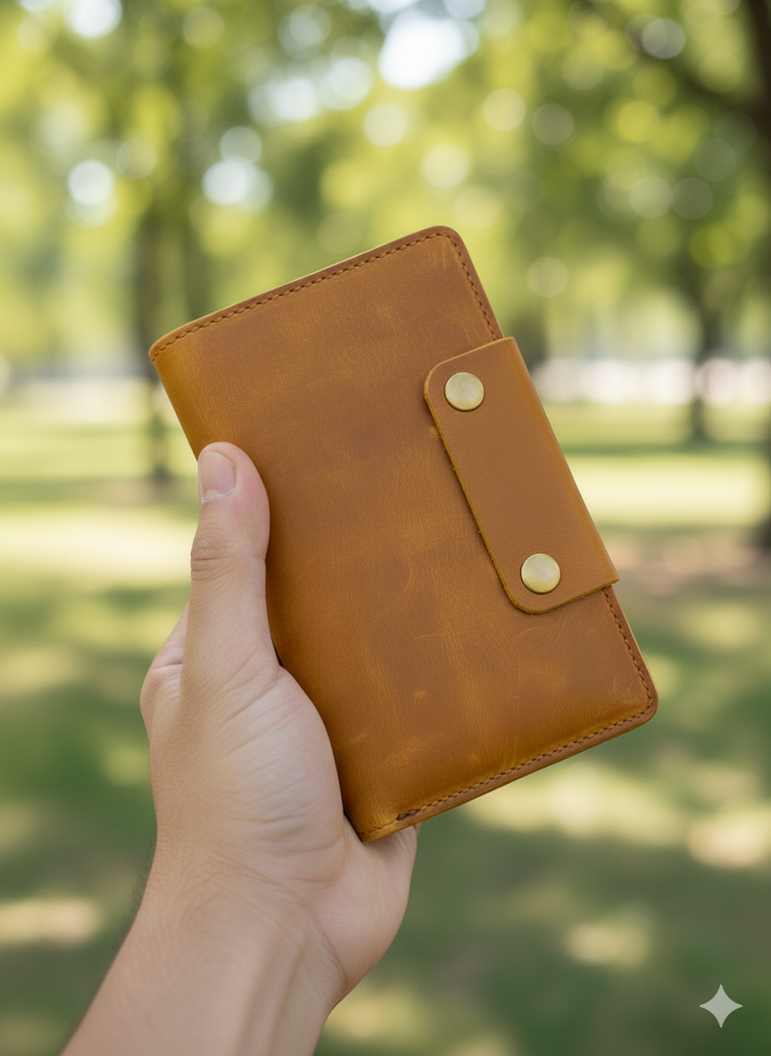 Tan Leather Travel Wallet Passport Cover