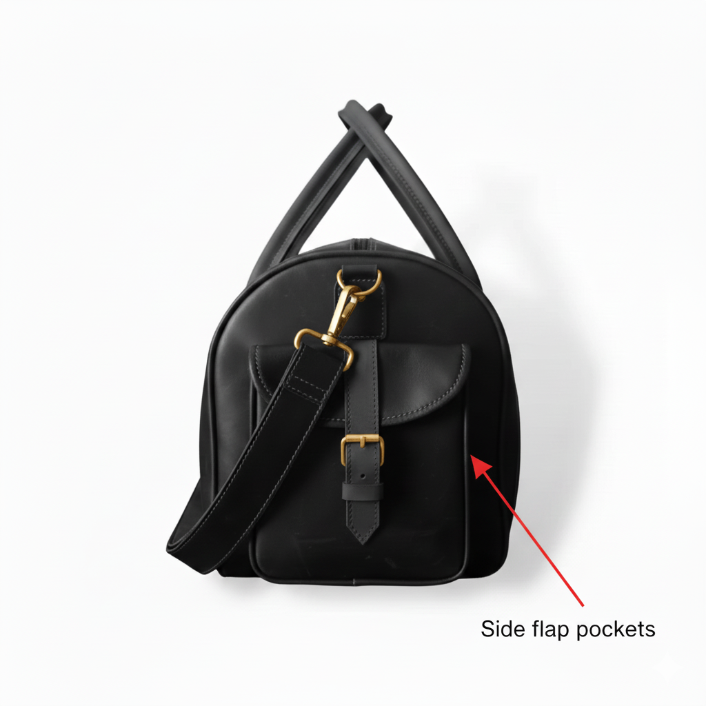 Premium Black Leather Duffel Bag Travel & Weekender Bag