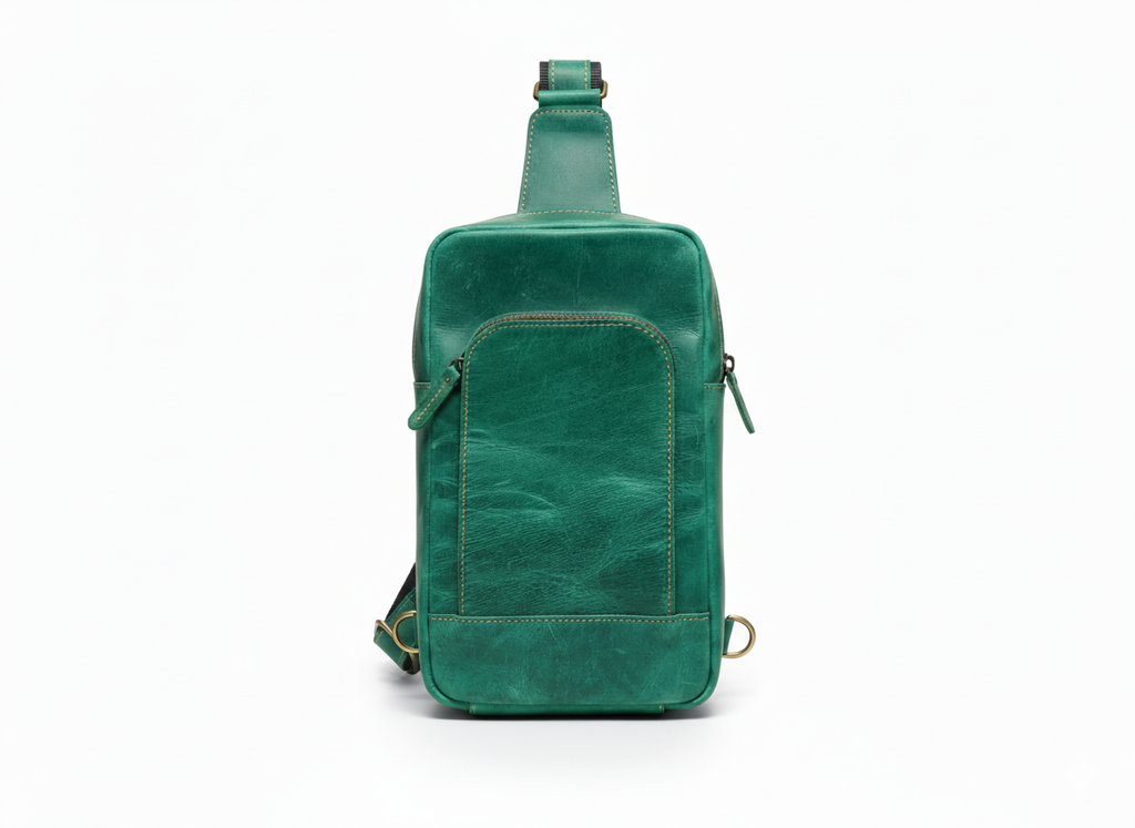 Green Leather Sling Bag