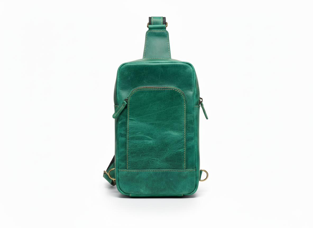 Green Leather Sling Bag