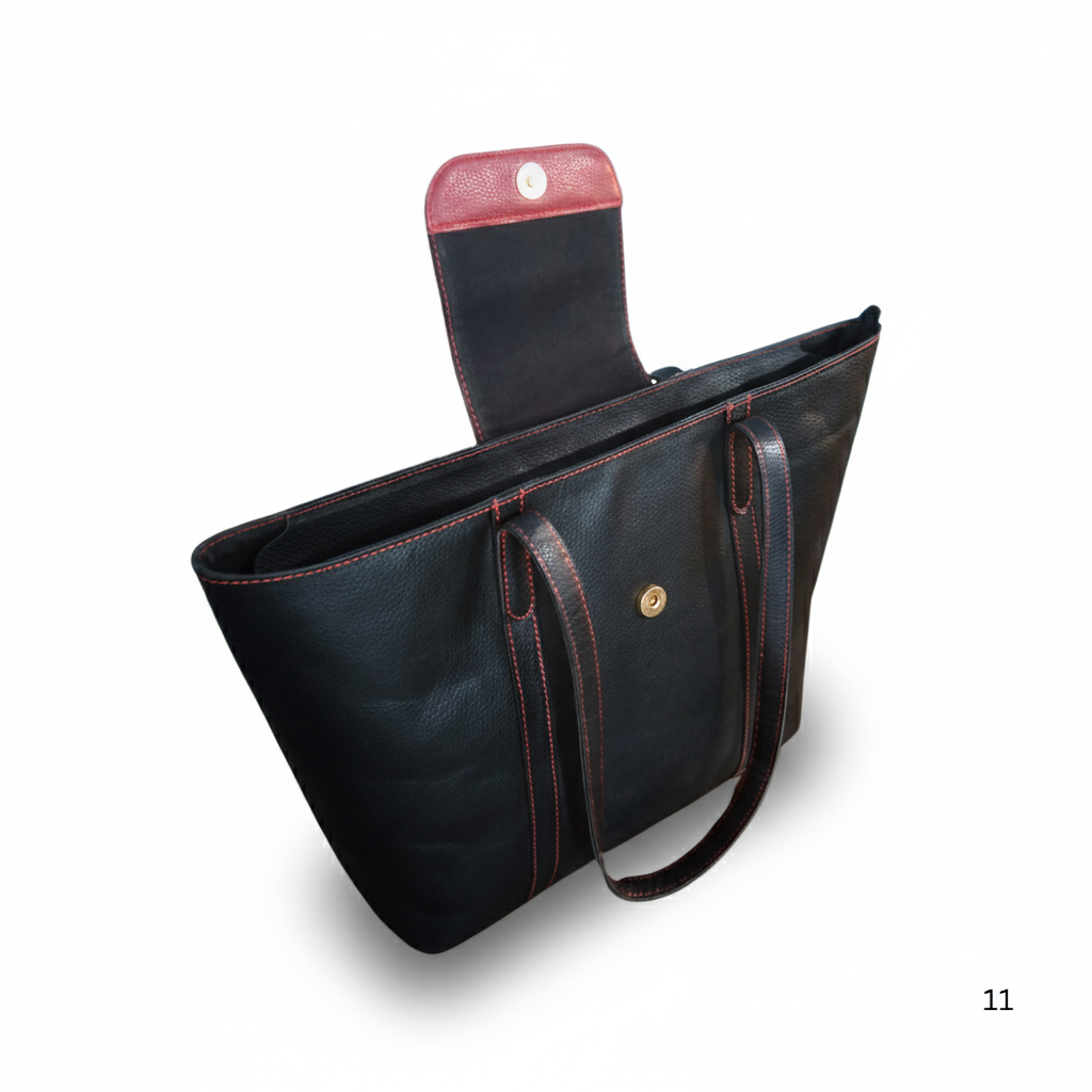 Black Leather Handbag for Women