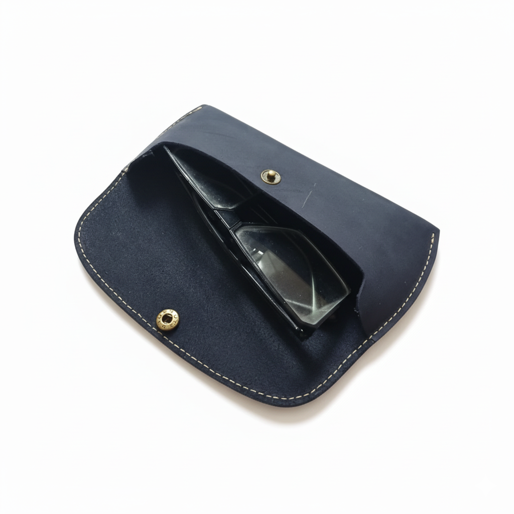 Navy Leather Eyewear Sleeve - Optical Carrier