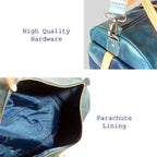 Navy Leather Weekender Bag
