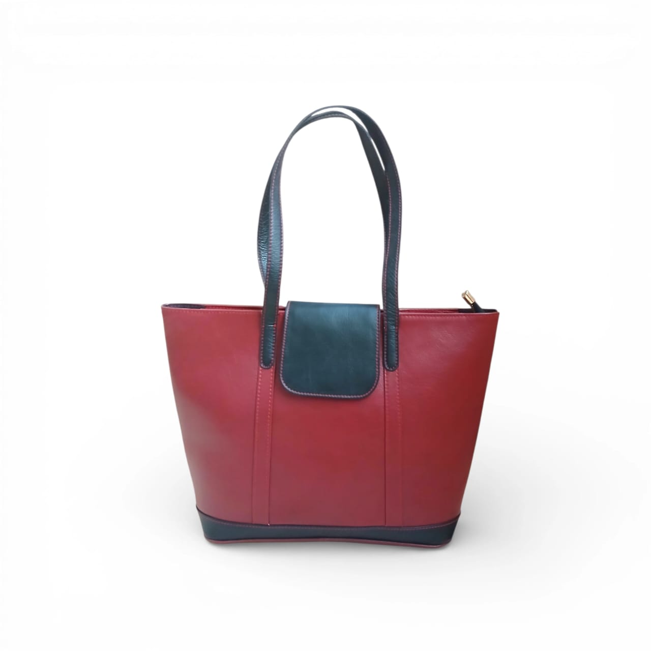 Red and Black Leather Handbag for Women | Full-Grain Cowhide Tote Bag|Valentine’s Gift