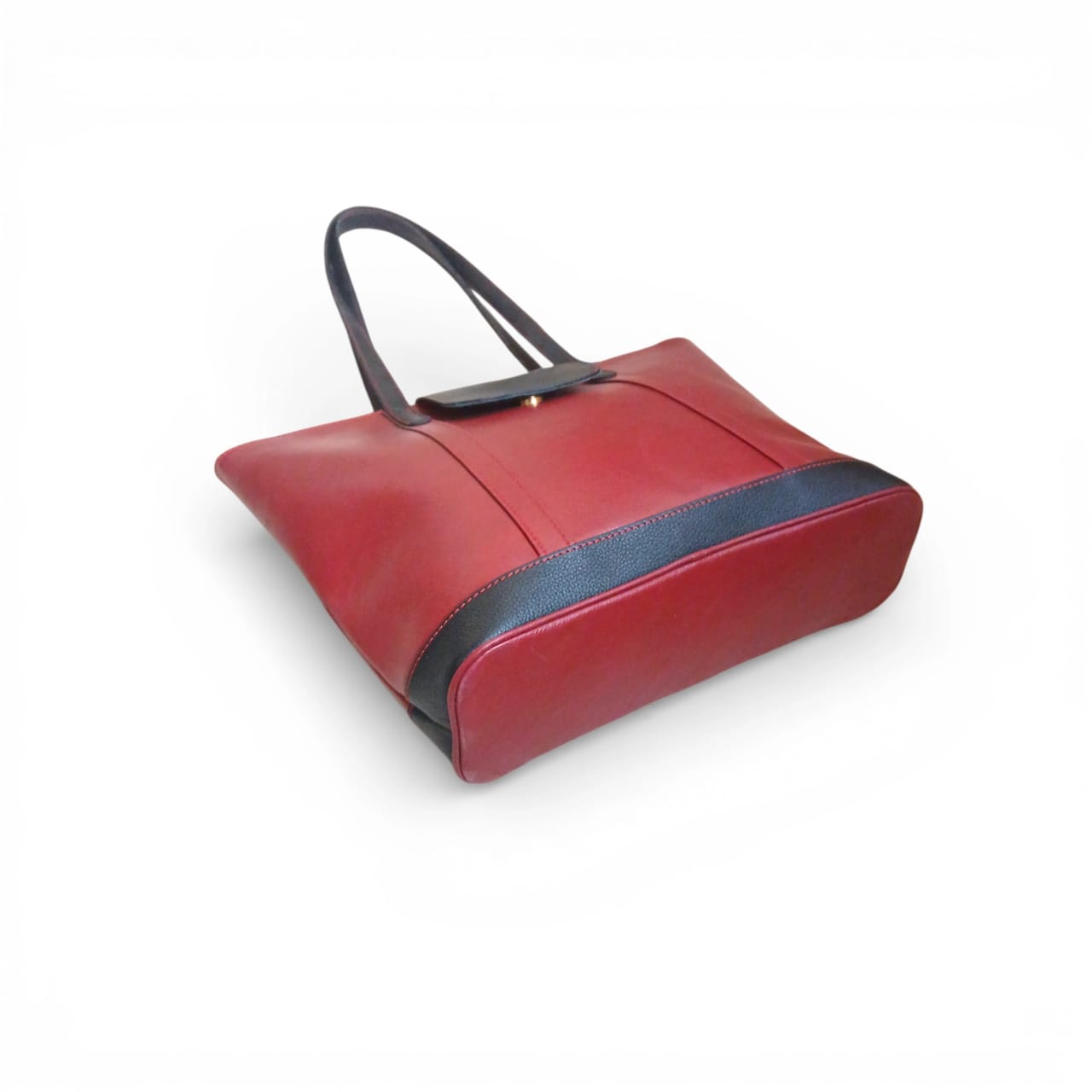 Red and Black Leather Handbag for Women | Full-Grain Cowhide Tote Bag|Valentine’s Gift