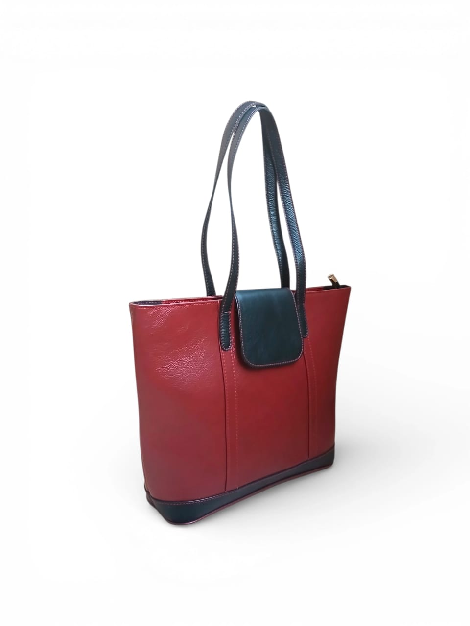 Red and Black Leather Handbag for Women | Full-Grain Cowhide Tote Bag|Valentine’s Gift
