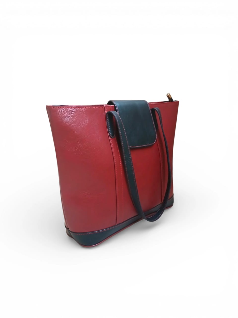 Red and Black Leather Handbag for Women | Full-Grain Cowhide Tote Bag|Valentine’s Gift