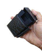 Deep Purple Crocodile Embossed Leather Tobacco Case with Lighter Pouch