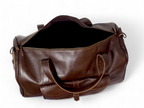Premium Pebble Grain Leather Duffel Bag Travel & Weekender Bag -Brown