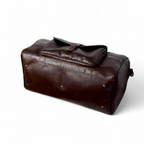 Premium Pebble Grain Leather Duffel Bag Travel & Weekender Bag -Brown