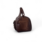 Premium Pebble Grain Leather Duffel Bag Travel & Weekender Bag -Brown