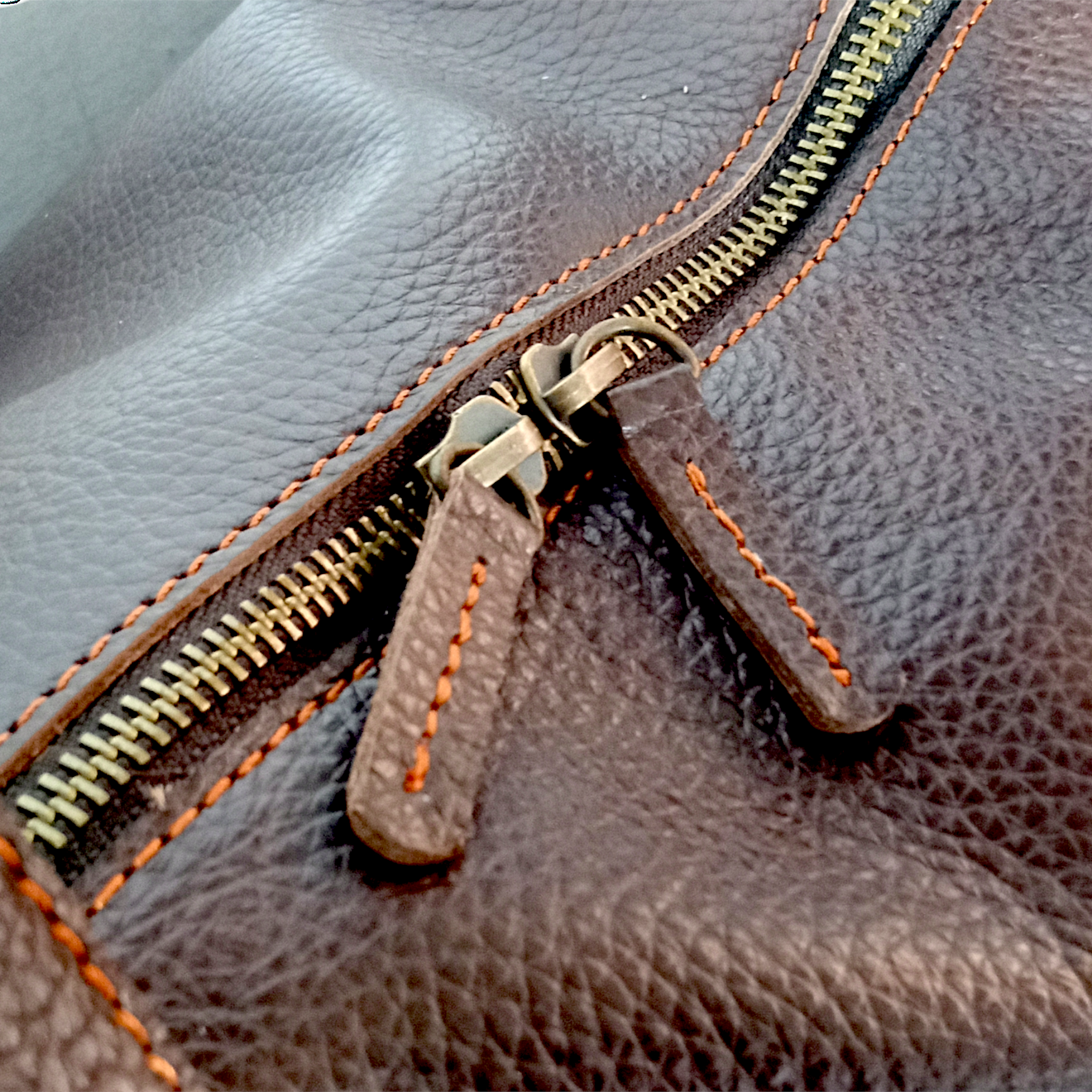 Premium Pebble Grain Leather Duffel Bag Travel & Weekender Bag -Brown