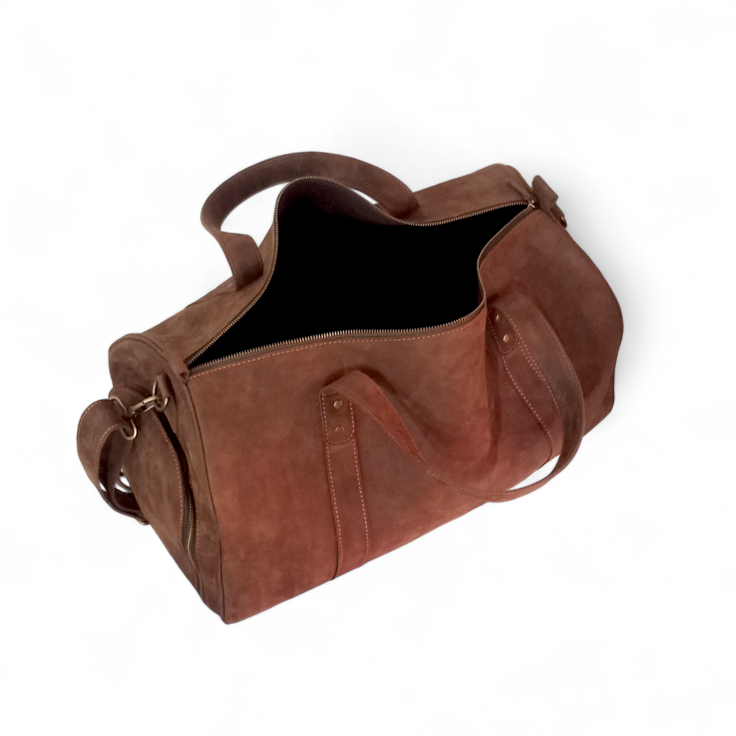 Dark Brown Crazy Horse Leather Duffel Bag Premium Travel & Gym Holdall with Shoe Compartment