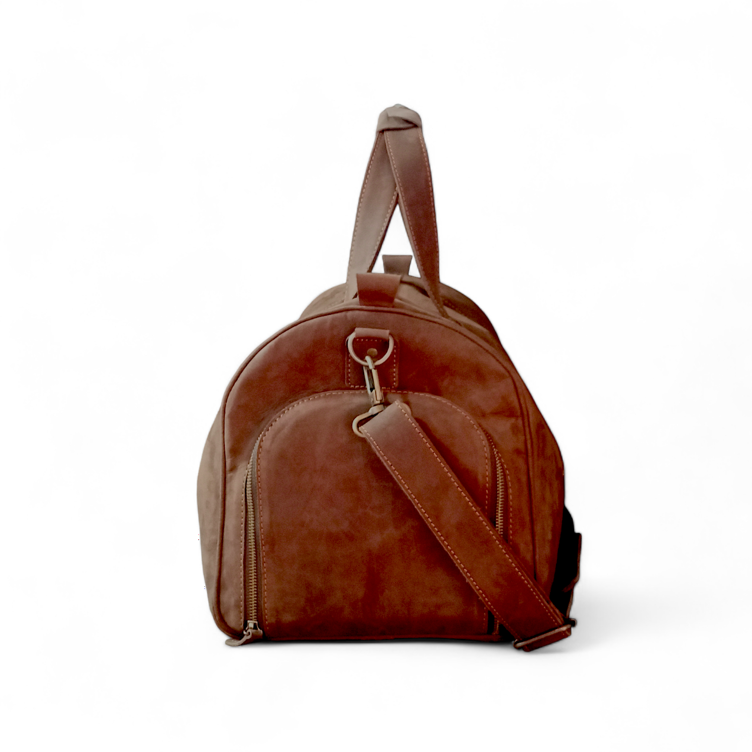 Dark Brown Crazy Horse Leather Duffel Bag Premium Travel & Gym Holdall with Shoe Compartment