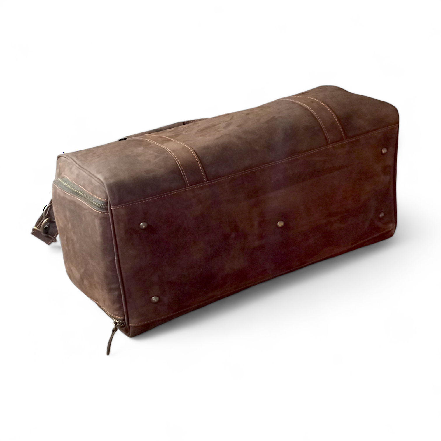 Dark Brown Crazy Horse Leather Duffel Bag Premium Travel & Gym Holdall with Shoe Compartment