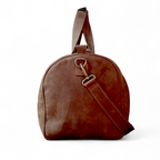 Dark Brown Crazy Horse Leather Duffel Bag Premium Travel & Gym Holdall with Shoe Compartment