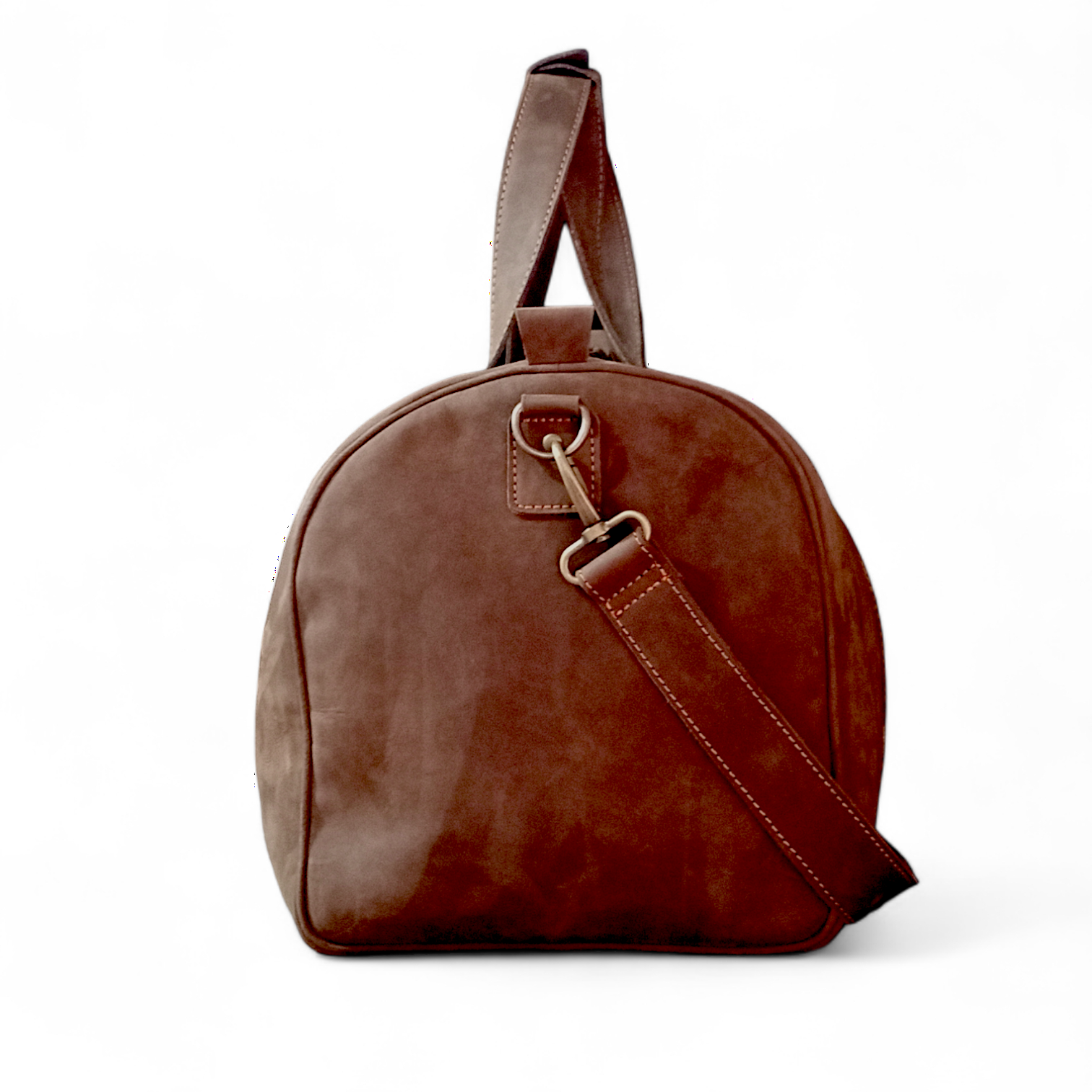 Dark Brown Crazy Horse Leather Duffel Bag Premium Travel & Gym Holdall with Shoe Compartment
