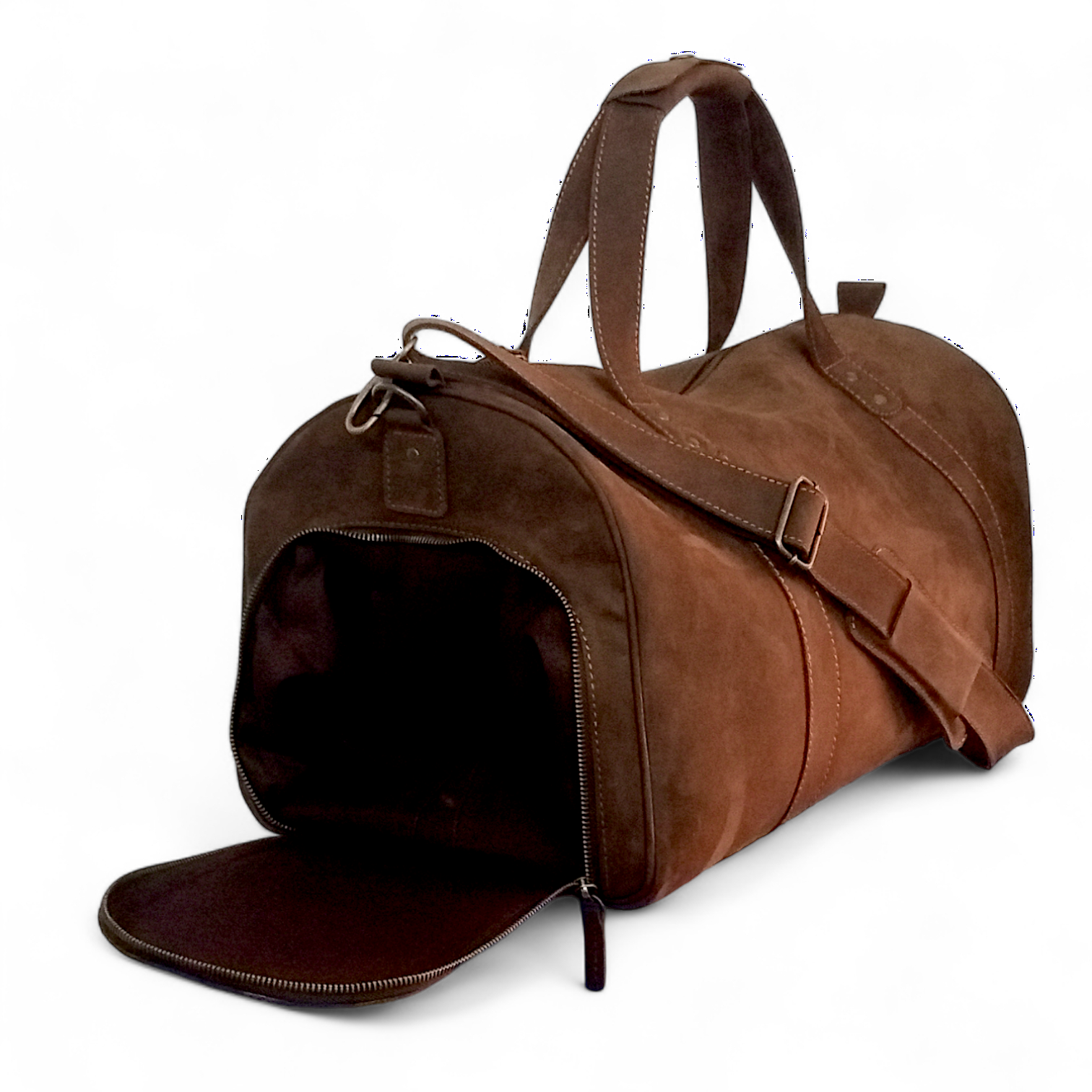Dark Brown Crazy Horse Leather Duffel Bag Premium Travel & Gym Holdall with Shoe Compartment