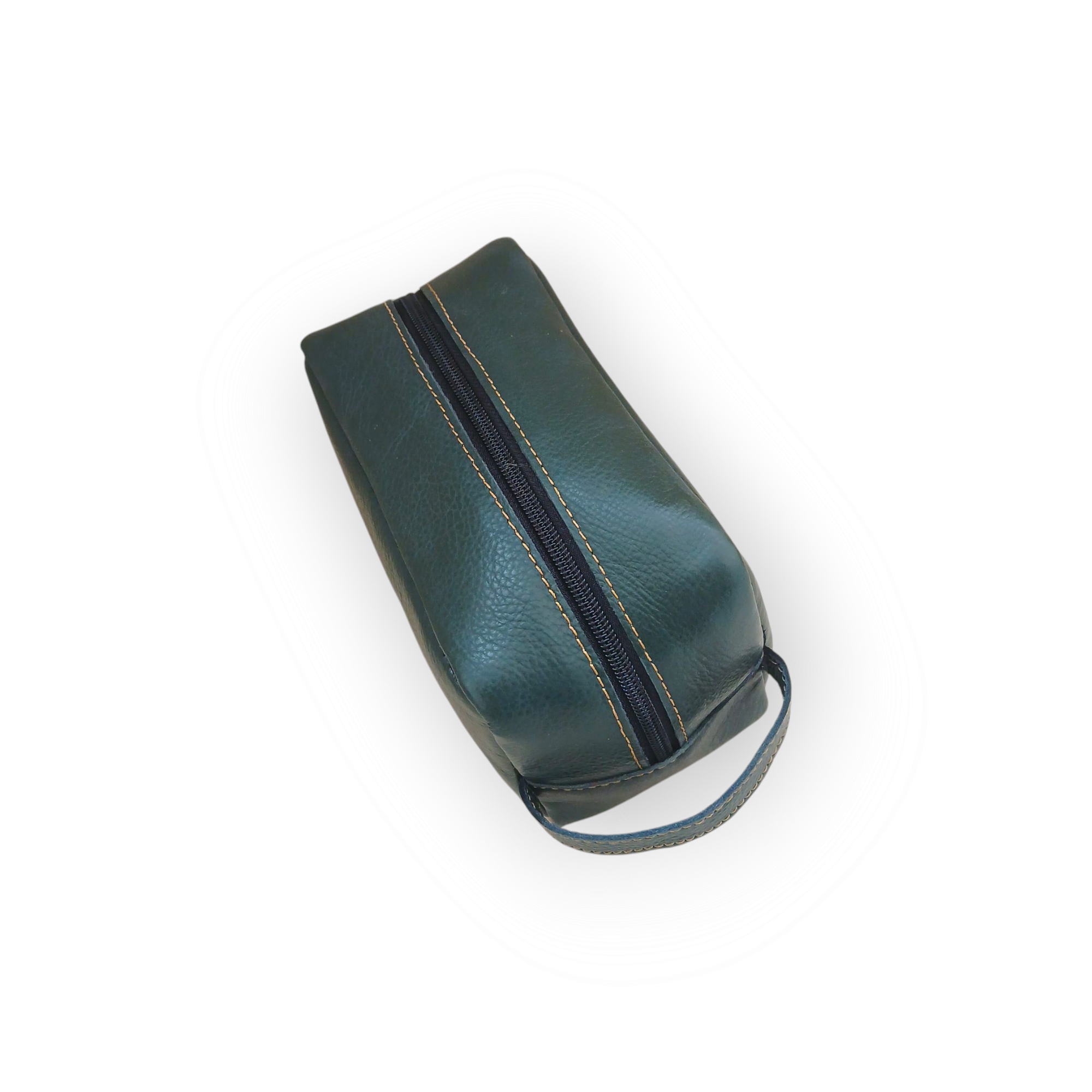Olive Leather Toiletry Bag - Shaving Kit - Cosmetic Pouch