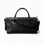 Premium Black Leather Duffel Bag Travel & Weekender Bag