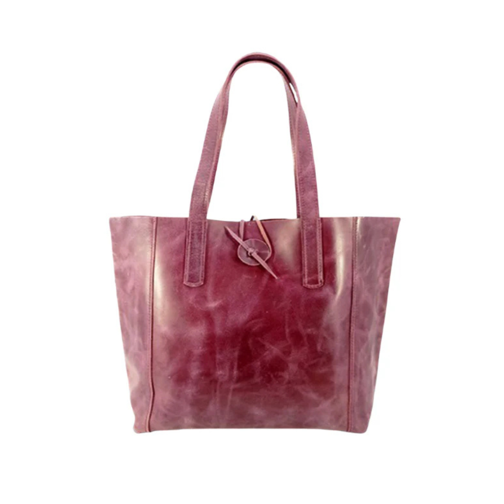 Purple Women's Leather Tote | Elegant Full-Grain Cowhide Handbag