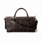 Premium dark brown leather duffel Bag weekender travel bag
