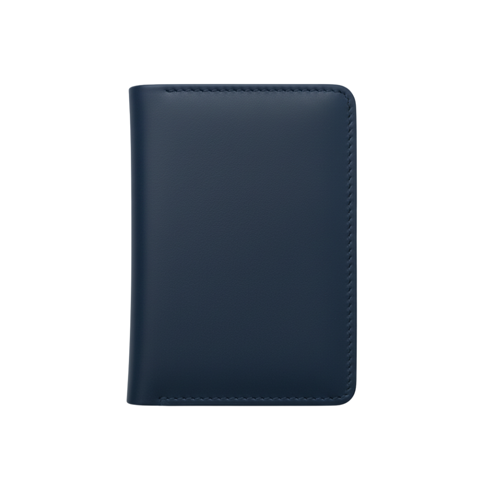 Navy Pull-Up Leather Passport Wallet with Card and Cash Slots