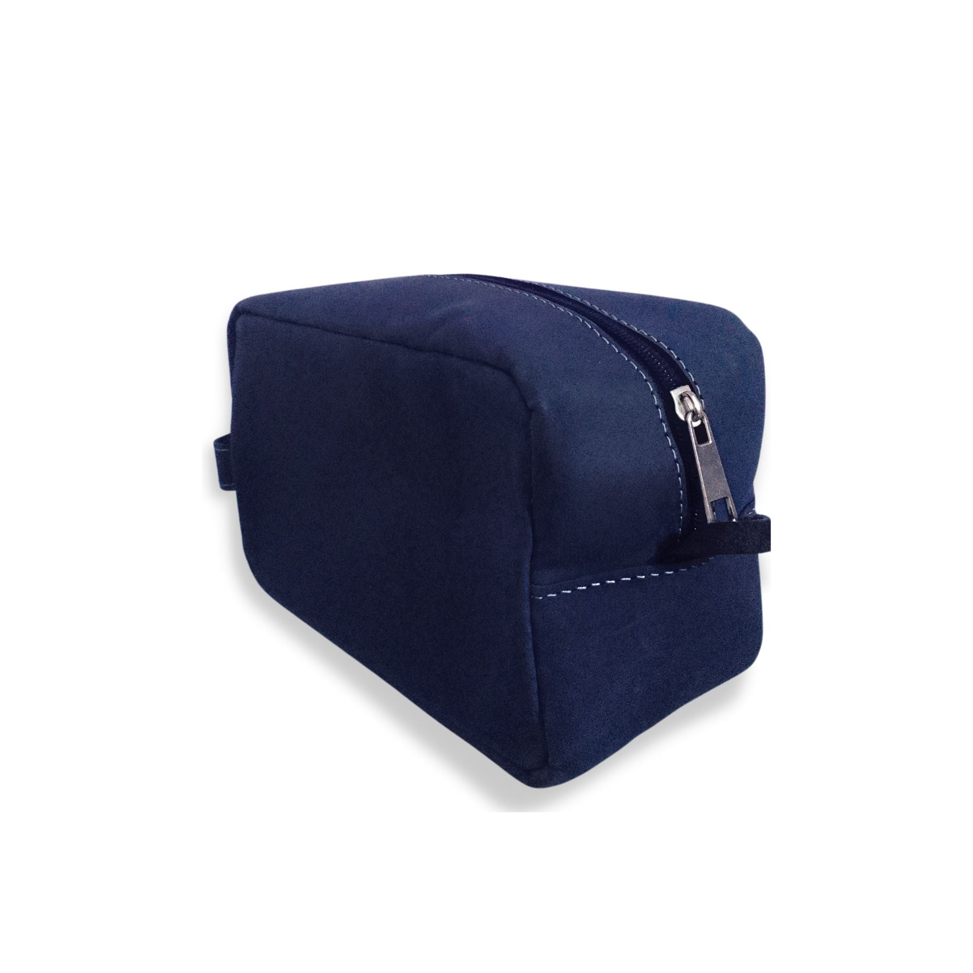 Navy Leather Toiletry Bag - Shaving Kit - Cosmetic Pouch