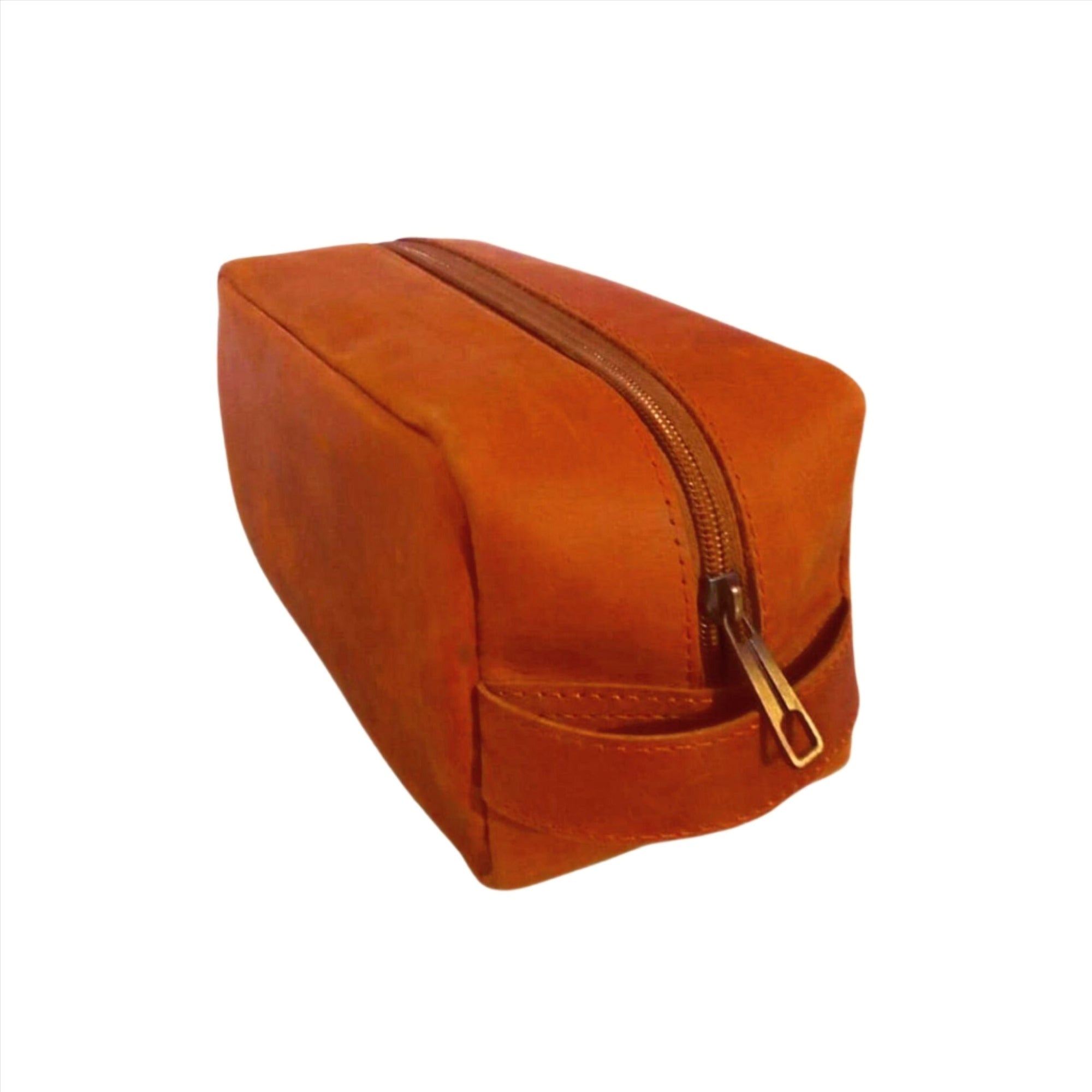 Chestnut Leather Toiletry Bag - Cosmetic Pouch - Shaving Kit