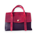 Black and fuchsia Crazy Horse leather handbag for women Ruby