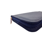 Navy Leather Zipper Travel Wallet