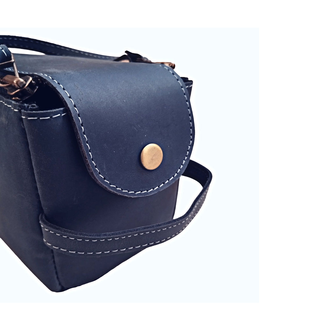 Navy Leather Toiletry Bag - Dopp Kit
