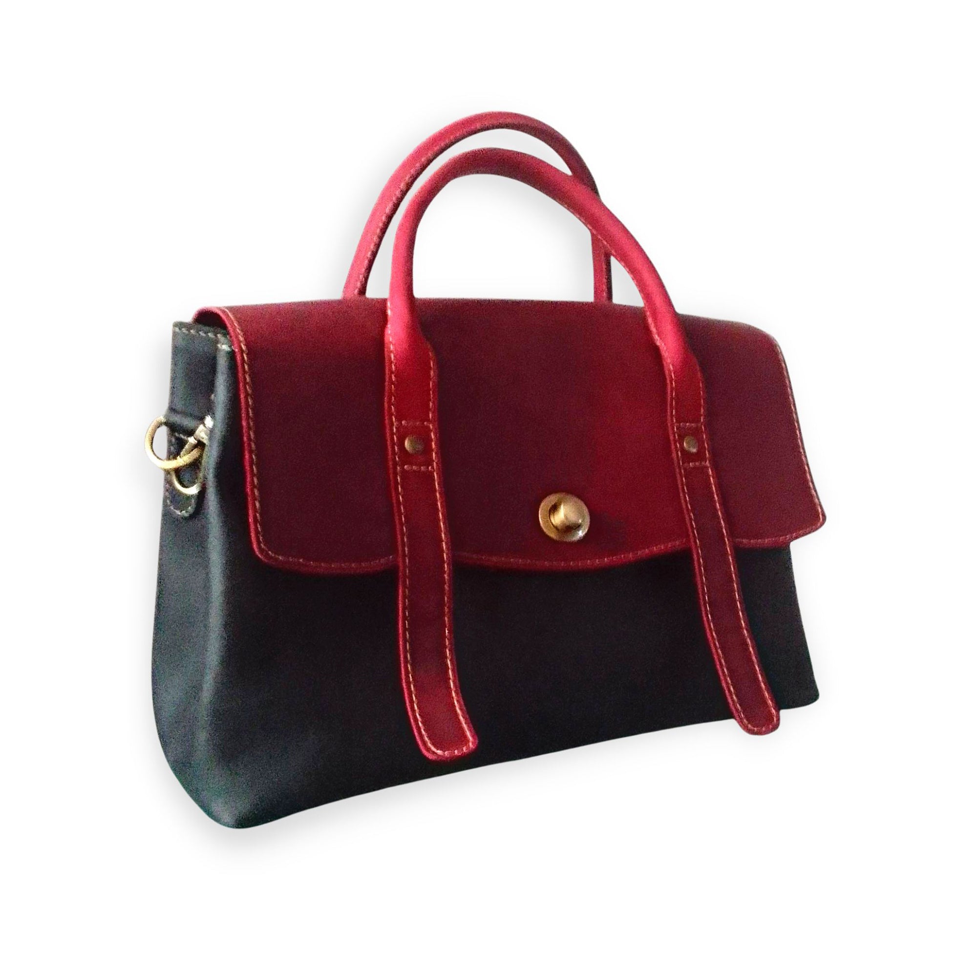 Ruby Leather Handbag for Women | Black & Fuschia Crazy Horse Cowhide