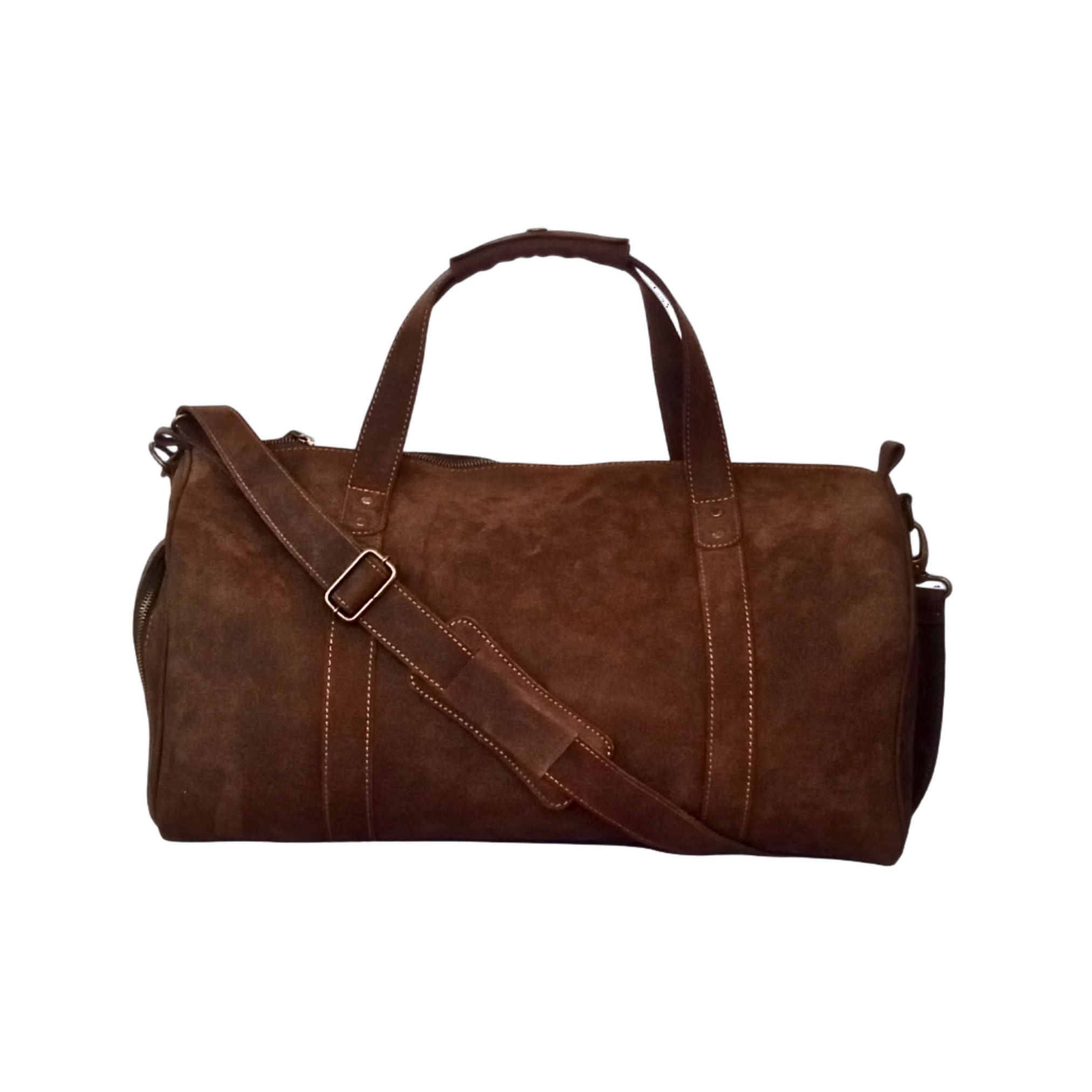 Dark Brown Crazy Horse Leather Duffel Bag Premium Travel & Gym Holdall with Shoe Compartment