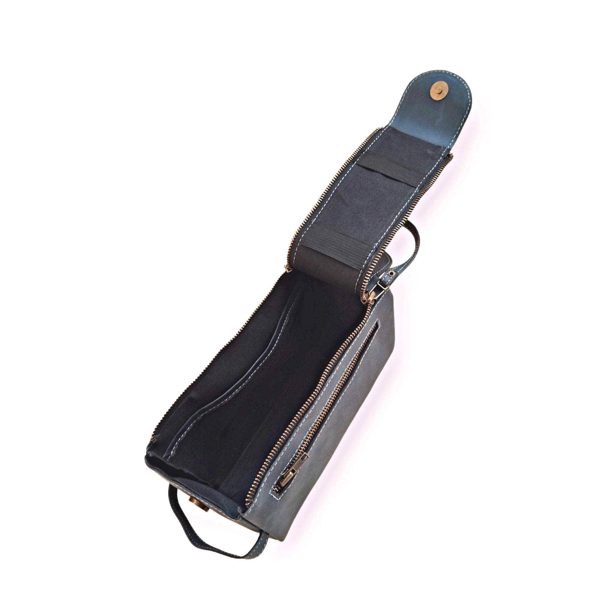 Navy Leather Toiletry Bag - Dopp Kit