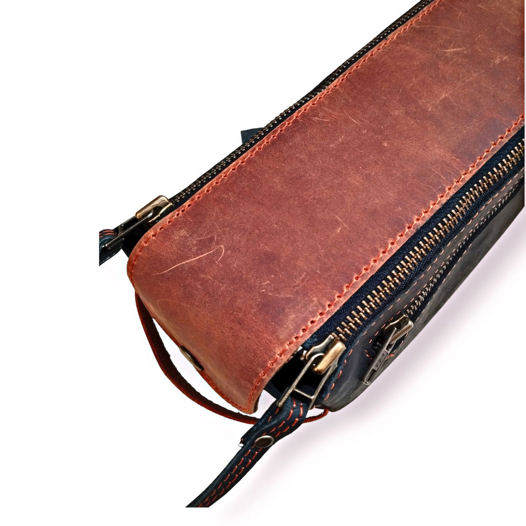 Black & Rust Leather Toiletry Bag - Dopp Kit