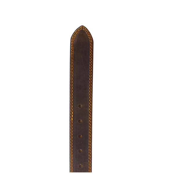 Dark Brown Leather Casual Belt - Double Stitched 40mm Wide