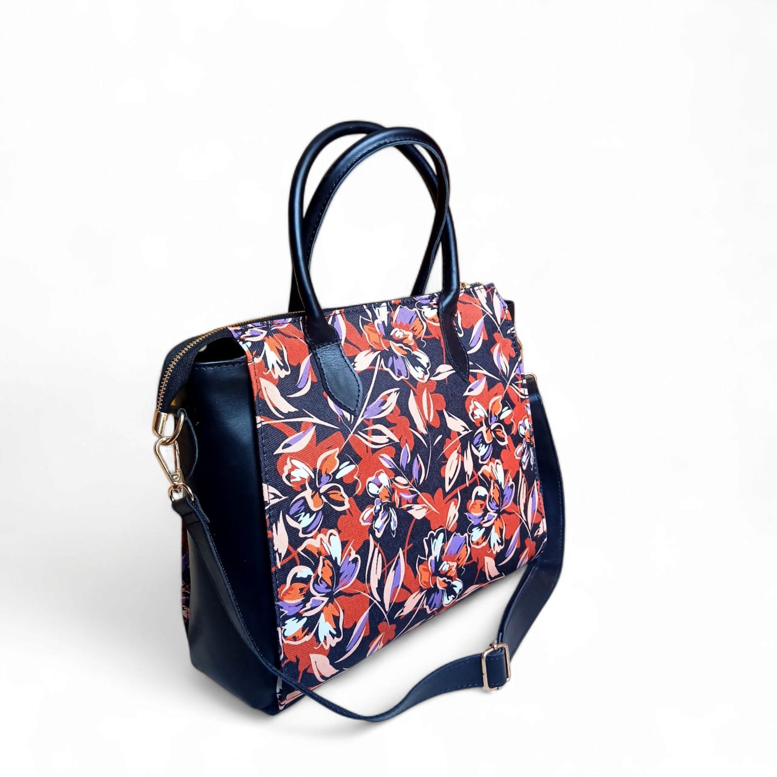 Women Luxurious Printed Canvas & Leather Tote
