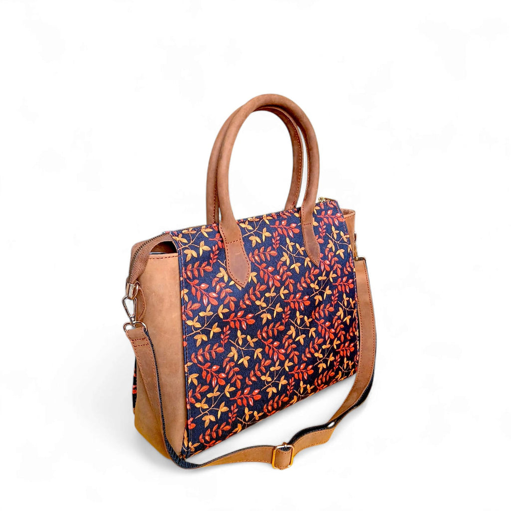 Women Luxurious Printed Canvas & Leather Tote Bag