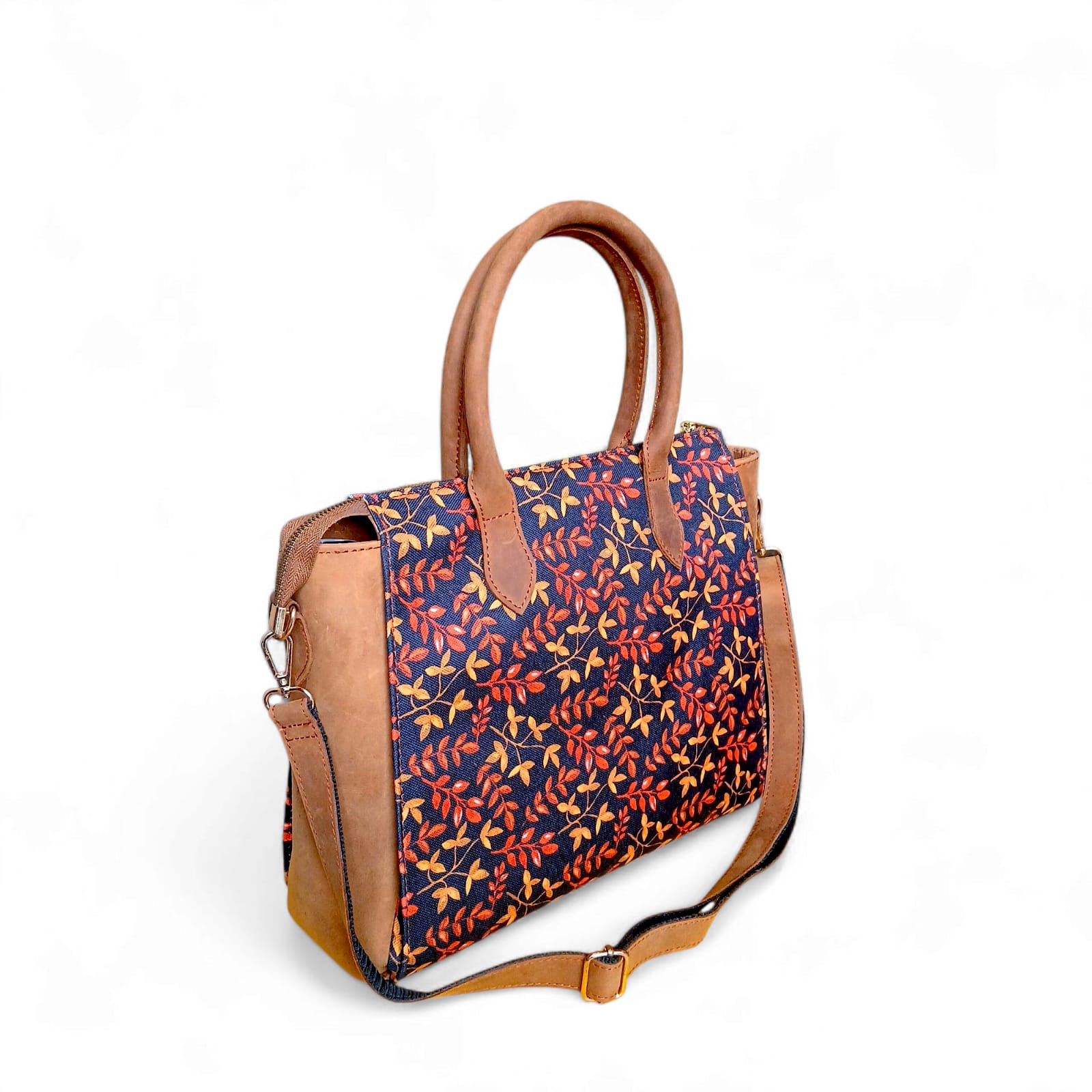 Women Luxurious Printed Canvas & Leather Tote Bag