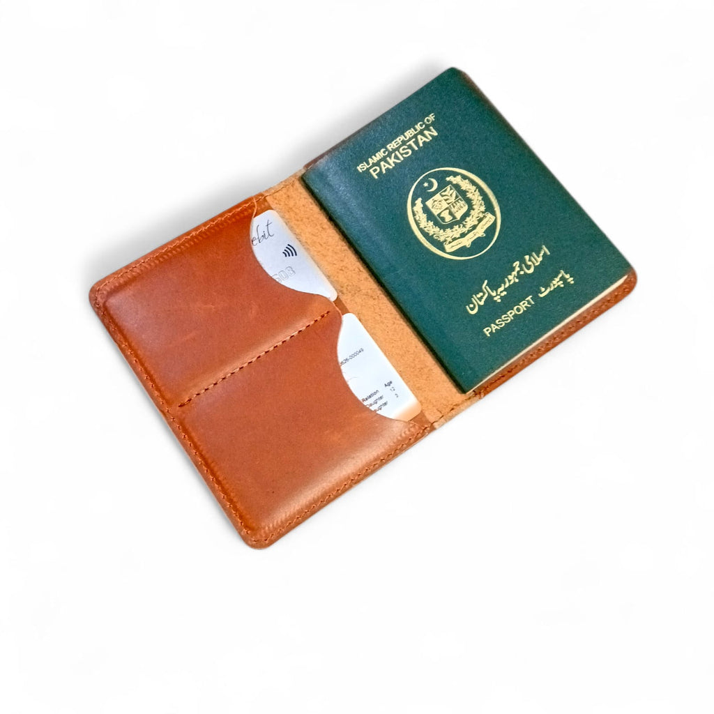 Handmade Leather Passport Cover & Luggage Tag Gift Set- Tan Color