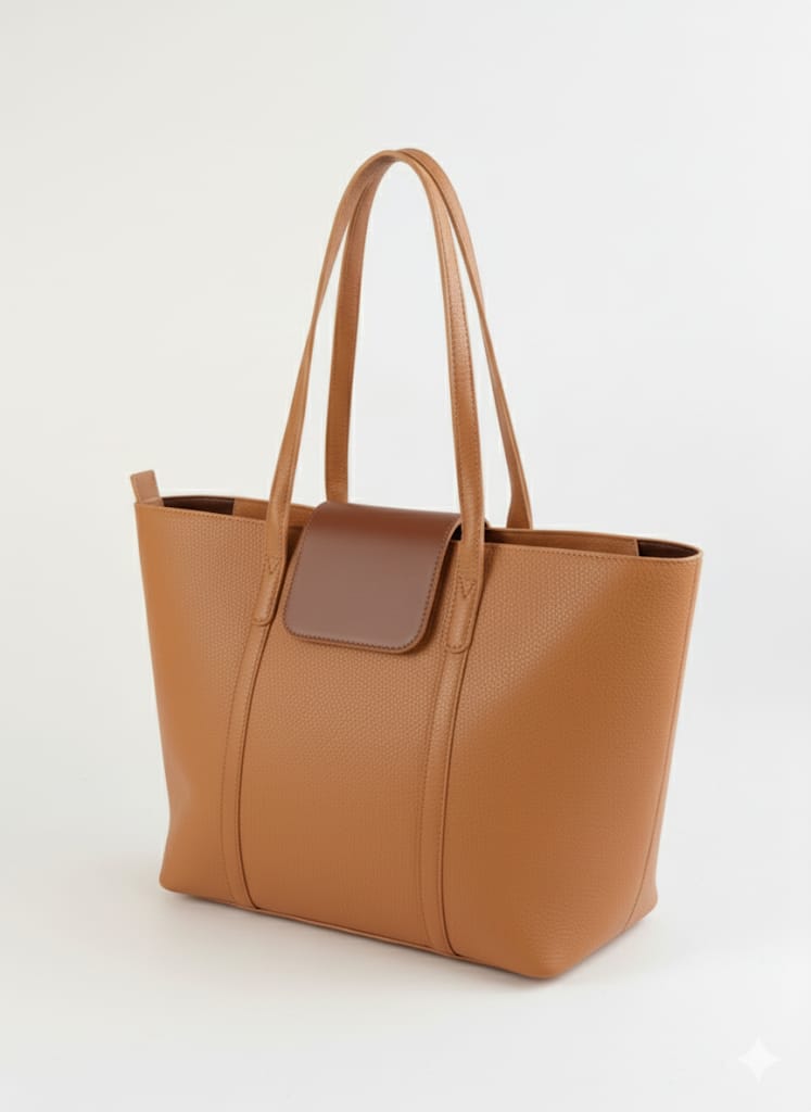 Camel Brown Leather Handbag for Women